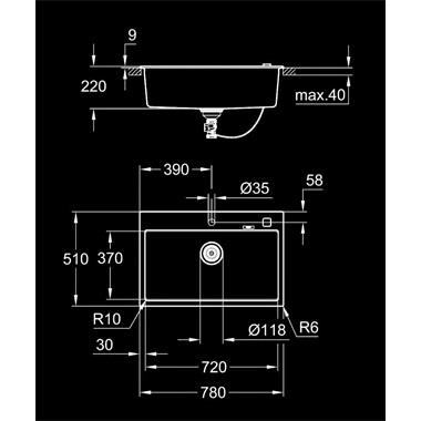 Grohe K700 kompozit mosogatótálca fekte