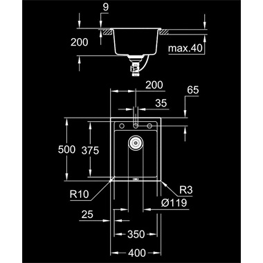 Grohe K700U kompozit mosogatótálca 40x50 cm, gránit szürke