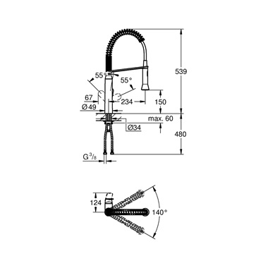 Grohe K7 egykaros mosogatócsap 1/2”, króm