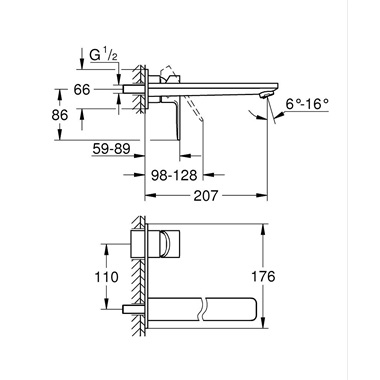 Grohe Lineare mosdócsaptelep L-es méret, 2 lyukas, Brushed Hard Graphite