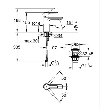 Grohe Lineare egykaros mosdócsaptelep XS-es, Matt Hard Grafit