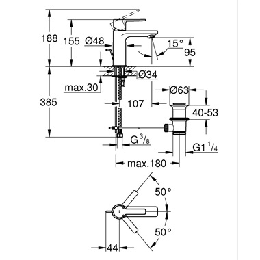 Grohe Lineare egykaros mosdócsaptelep XS-es méret, SuperSteel
