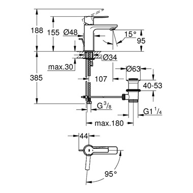 Grohe Lineare egykaros mosdócsaptelep XS-es méret, króm