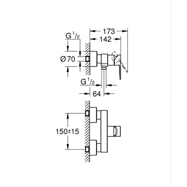 Grohe Lineare egykaros zuhanycsaptelep SuperSteel