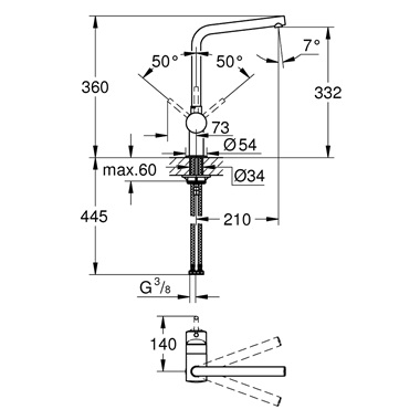 Grohe Minta magas egykaros mosogatócsaptelep 1/2, Brushed Cool Sunrise