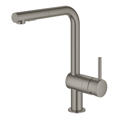 GROHE MINTA EGYKAROS MOSOGATÓCSAPTELEP BRUSHED HARD GRAPHIT, KIHÚZHATÓ, VÁLTOZTATHATÓ SZÓRÁSFEJ, MAGAS
