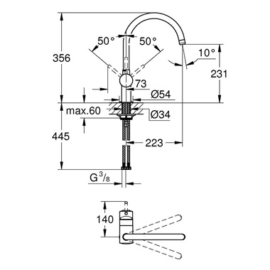 Grohe Minta egykaros mosogatócsaptelep 1/2”,króm 
