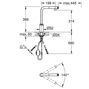 Grohe Minta SmartControl mosogatócsaptelep króm