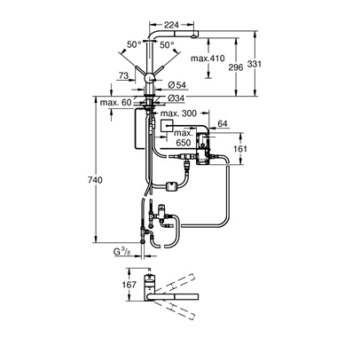 Grohe Minta Touch elektromos egykaros mosogató csaptelep, 1/2”, króm