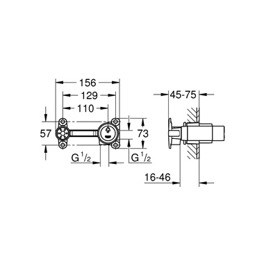 Grohe  egykaros univerzális falba építhető test, 1/2”