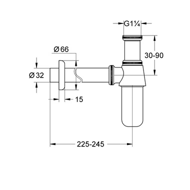 Grohe mosdószifon 5/4", króm