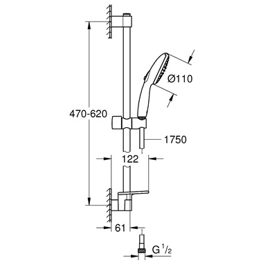 Grohe Tempesta 110 sines zuhanyszett 2 funkciós, króm