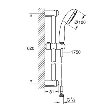 Grohe New Tempesta 100 zuhanyszett állítható 600mm zuhanyrúd