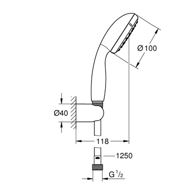 Grohe Tempesta 100 fali zuhanyszett 2 funkciós kézizuhannyal, króm