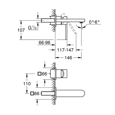 Grohe Plus fali mosdócsaptelep M-es méret, 2-lyukas, króm