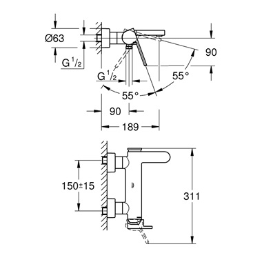 Grohe Plus egykaros kádcsaptelep 1/2”, SuperSteel