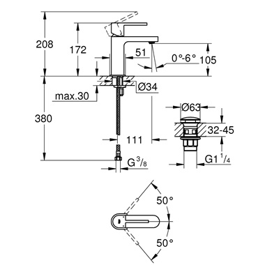 Grohe Plus egykaros mosdócsaptelep 1/2” S-es méret, króm
