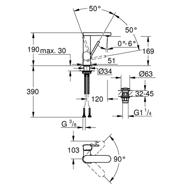 Grohe Plus egykaros mosdócsaptelep 1/2” M-es méret, króm
