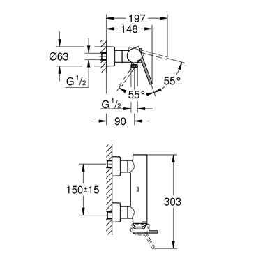 Grohe Plus egykaros zuhanycsaptelep 1/2”, SuperSteel