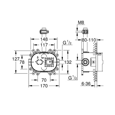 Grohe Rainshower 360 Beépítő doboz fejzuhany szettekhez (26 254)