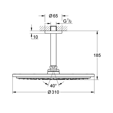 Grohe Rainshower Cosmopolitan 310 fejzuhany szett mennyezetre 14,2 cm, 1 funkciós, Brushed Hard Graphite