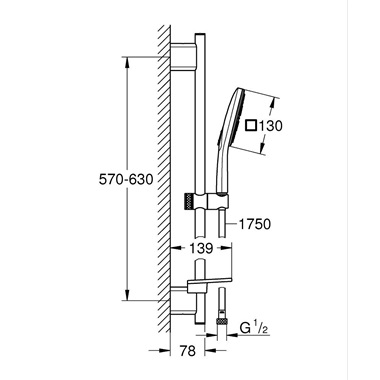Grohe Rainshower Smartactive 130 Cube zuhanyszett 3 funkciós kézizuhannyal, króm
