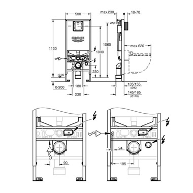 Grohe Rapid SLX 3-az-1-ben WC szerelőkeret XS-es