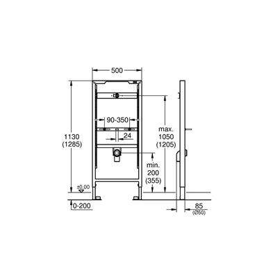 Grohe Vizelde szerelőkeret szerelvény nélkül 1,13 m, XS-es