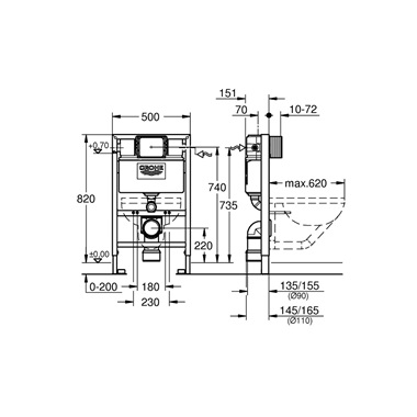 Grohe Rapid SL WC-tartály szerelőkeret S-es