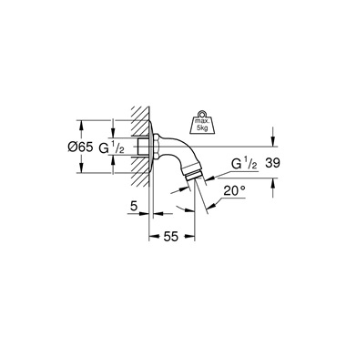 Grohe Relaxa zuhanykar 5,5 cm, króm