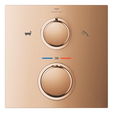 Grohe Termosztátos zuhany vezérlő kézizuhany/kádtöltő 2 kimenethez Brushed Warm Sunset