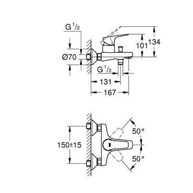 Grohe Start Flow egykaros kádcsaptelep 1/2" króm