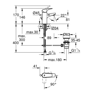 Grohe Start Flow egykaros mosdócsaptelep 1/2" S-es, króm