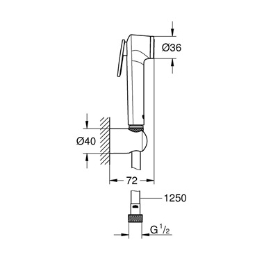 Grohe Tempesta-F Trigger Spray 30 falitartós zuhanygarnitúra, 1 féle vízsugaras kézizuhannyal, SuperSteel