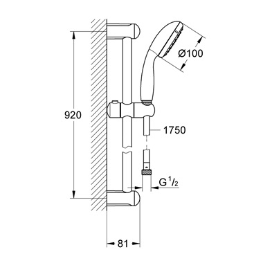 Grohe Tempesta 100 rudas zuhanyganitúra 1 funkciós kézizuhannyal, króm