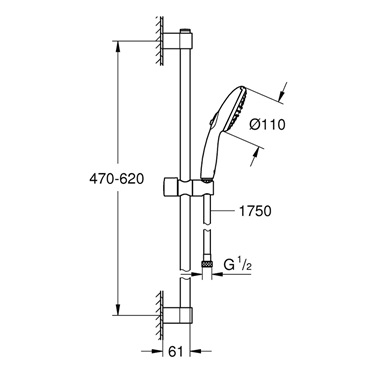 Grohe Tempesta 100 zuhanyszett 2 funkciós vízsugárral, matt fekete