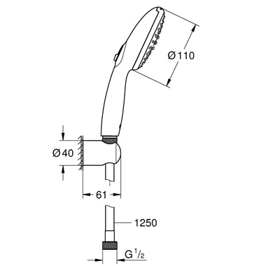 Grohe Tempesta 110 fali tartós zuhanyszett 2 funkciós kézizuhannyal, matt fekete