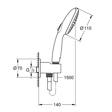 Grohe Tempesta 110 fali tartós szett 2 funkció matt fekete