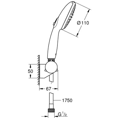 Grohe Tempesta 110 falitartós kézizuhany 2 funkciós, króm