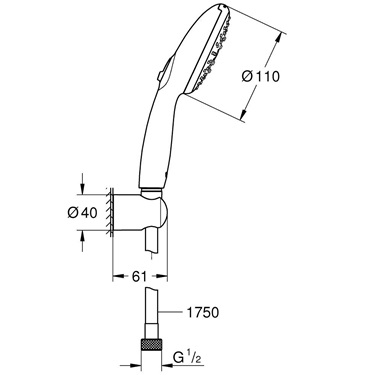 Grohe Temepesta 110 fali tartós zuhanyszett 3 funkciós, króm