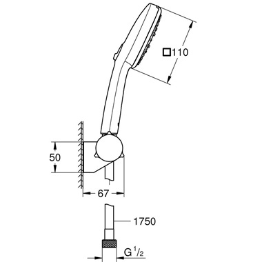 Grohe Tempesta Cube 110 fali zuhanyszett 3 funkciós,kézizuhannyal, króm