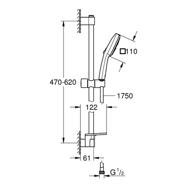 Grohe Tempesta Cube 110 rudas zuhanyszett 3 funciós, kézizuhannyal, króm