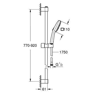 Grohe Tempesta Cube 110 rudas zuhanygarnitúra kézizuhannyal 3 funkciós, króm