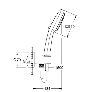 Grohe Tempesta Cube 110 Fali tartós zuhanyszett 3 funkciós, matt fekete