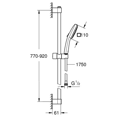 Grohe Tempesta Cube 110 rudas zuhanyszett 2 funkciós, kézizuhannyal, matt fekete