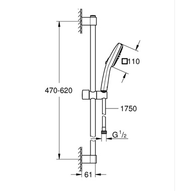 Grohe Tempesta Cube 110 rudas zuhanyszett 2 funkciós, kézizuhannyal, matt fekete