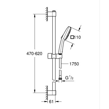 Grohe Tempesta Cube 110 rudas zuhanyszett 3 funkciós kézizuhannyal, króm