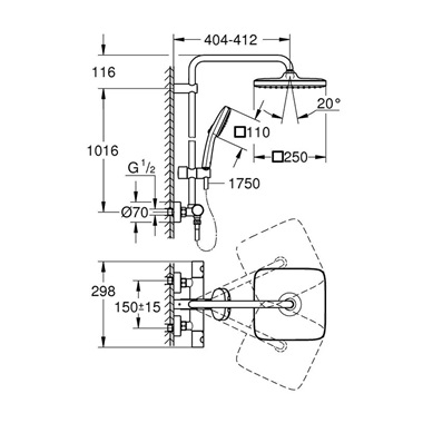 Grohe Tempesta System 250 Cube Termosztátos zuhanyrendszer Grohe Tempesta System 250 Cube Termosztátos zuhanyrendszer