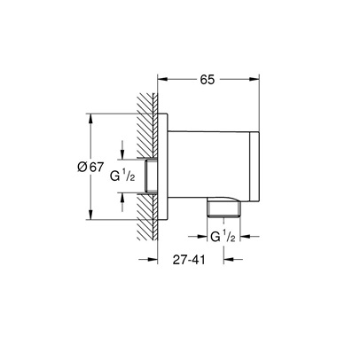 Grohe Tempesta fali csatlakozás, 1/2" króm