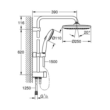 Grohe Tempesta System 250 Flex zuhanyrendszer diverterrel Grohe Tempesta System 250 Flex zuhanyrendszer diverterrel